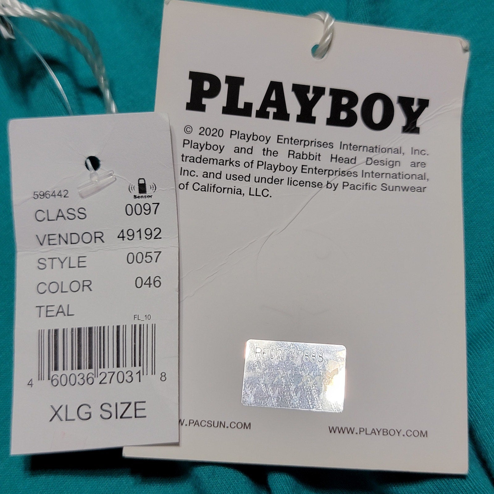 Playboy by Pacsun Teal Unisex Tee Yellow Wave Font - Size XL NWT
