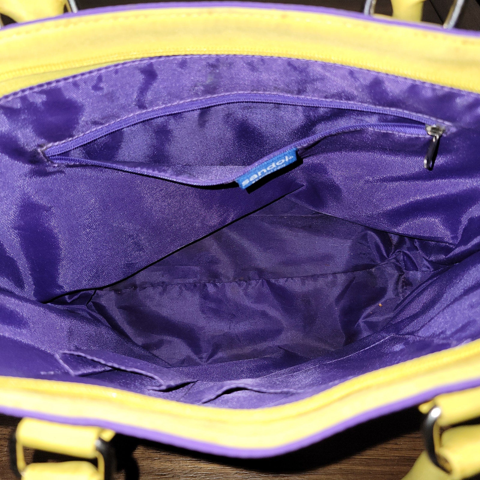 Sandol Purple & Yellow LSU Double Handle Purse
