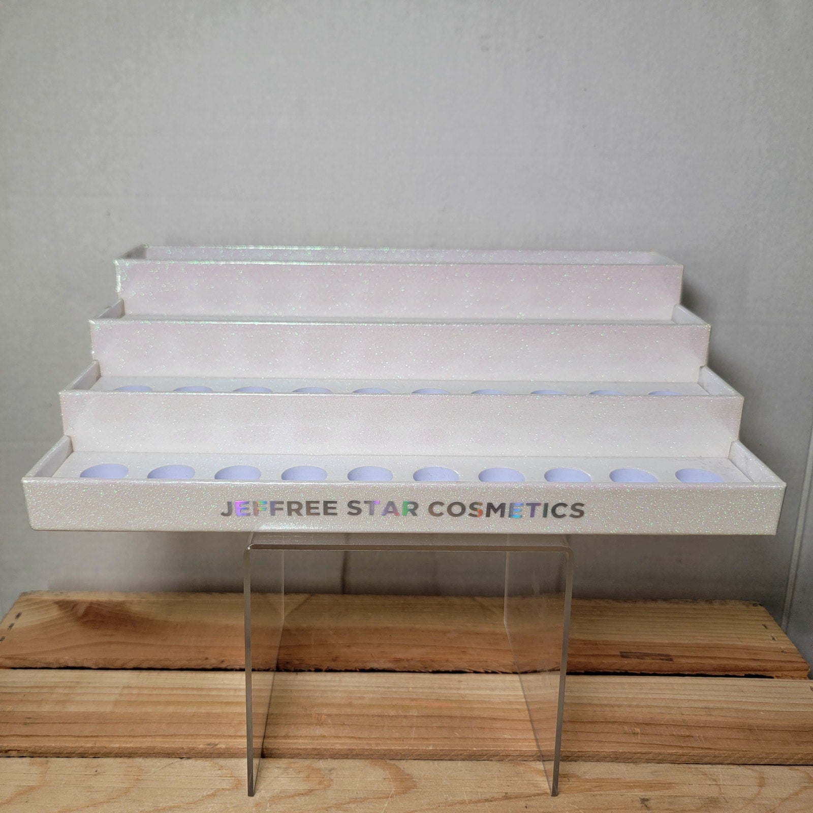 Jeffree Star Cosmetics White Glitter Makeup Display Holder - NEW