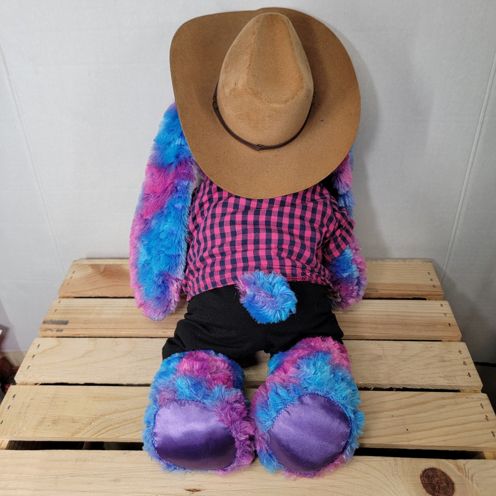 BAB Build A Bear Multi Color Western Rabbit w/ Clothes and Hat