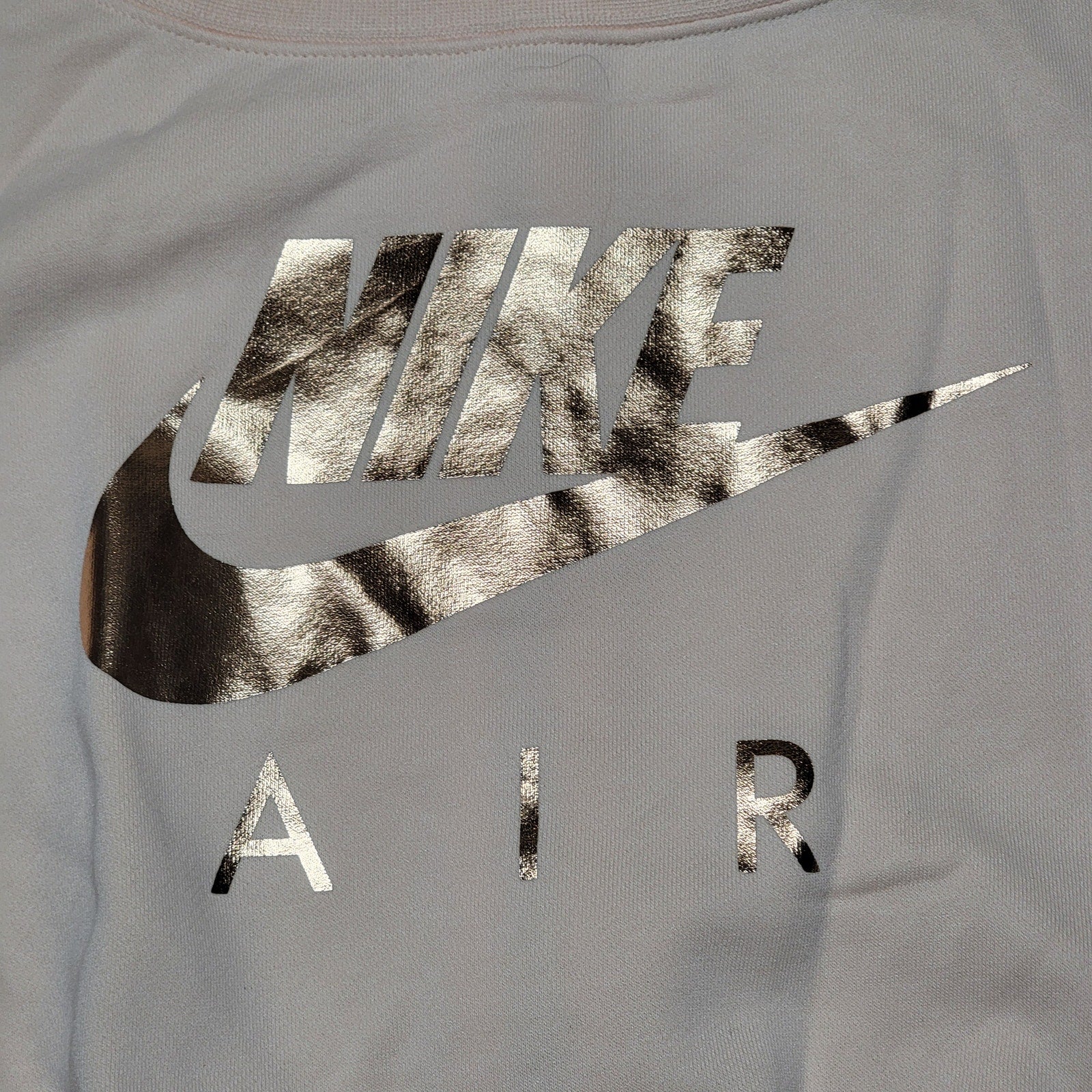Nike LS Beige Crop Sweatshirt Gold Logo Full Zip on the Back - Size Small