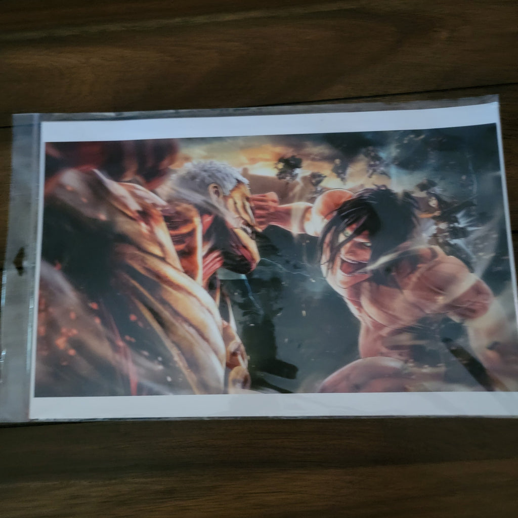 Attack On Titan Fight Scene Between Eren Yeager & the Armored Titan Poster