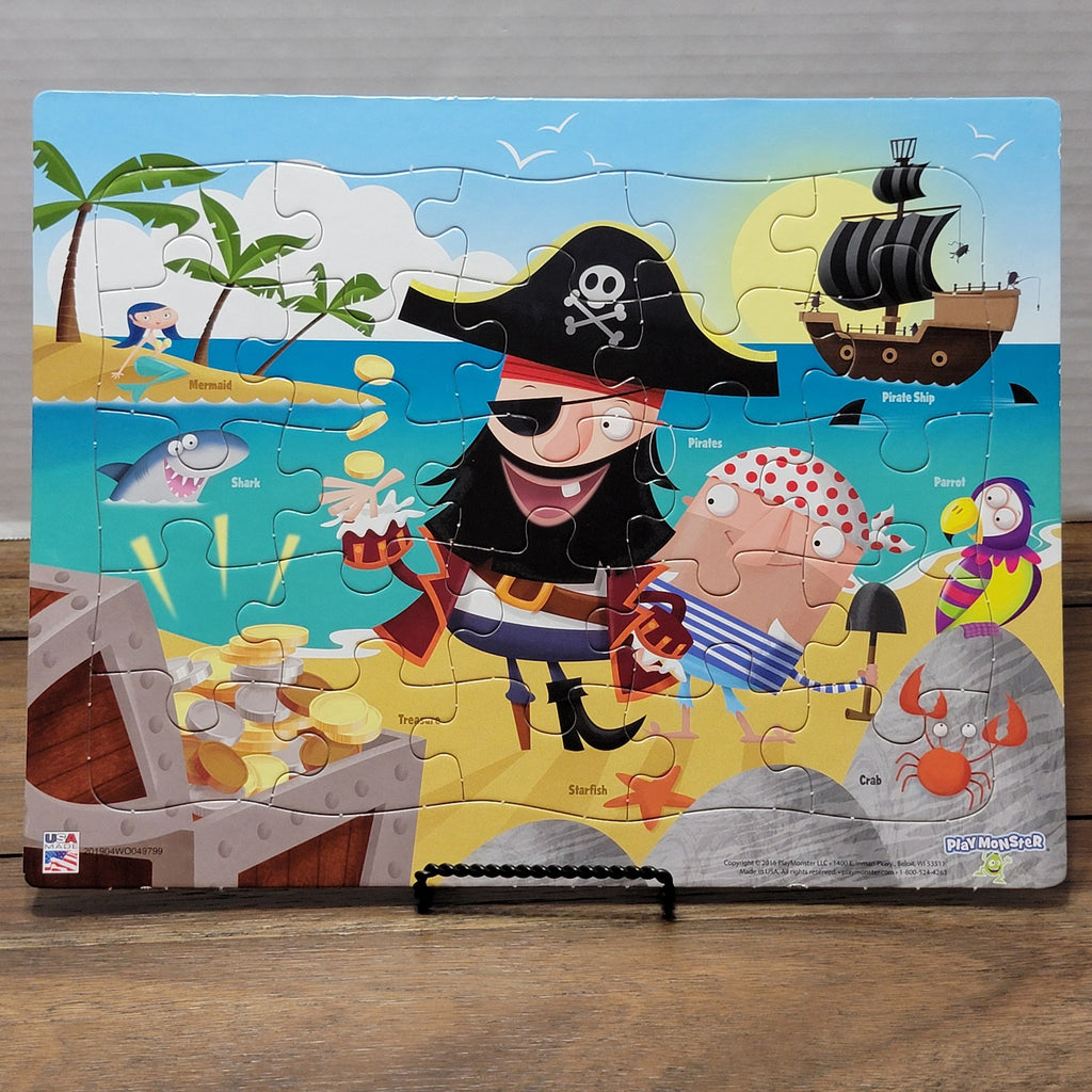 Set of 4 Play Monster 11" x 14" Kid Puzzles: Farm, Transportation, Pirates, USA