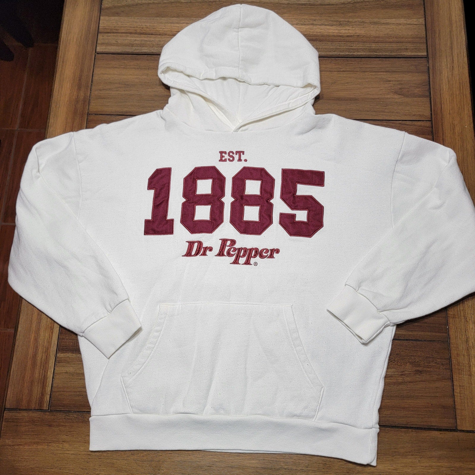 Dr. Pepper White Unisex Oversized Hoodie "Est. 1885" - Size Medium