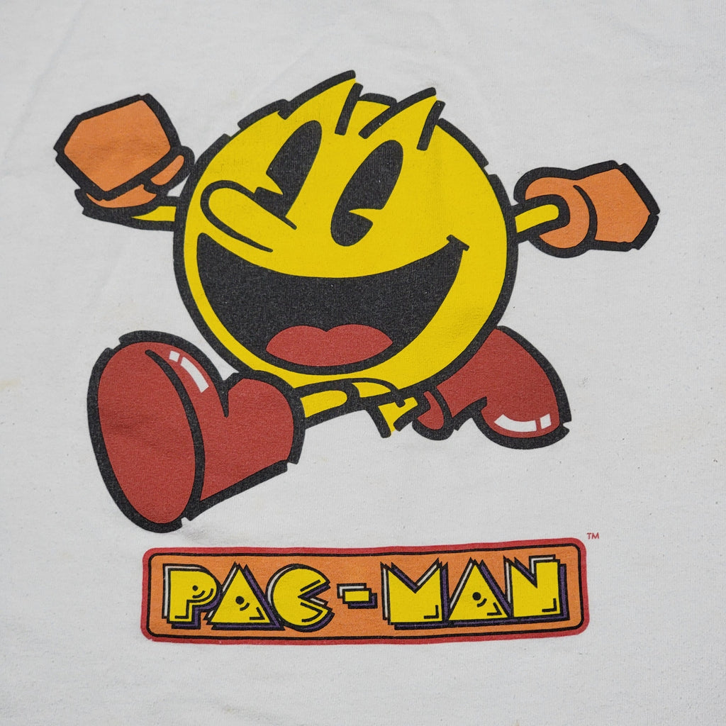 Pac-Man LS White Crop Tee "Power Up!" Sleeve - Size Large