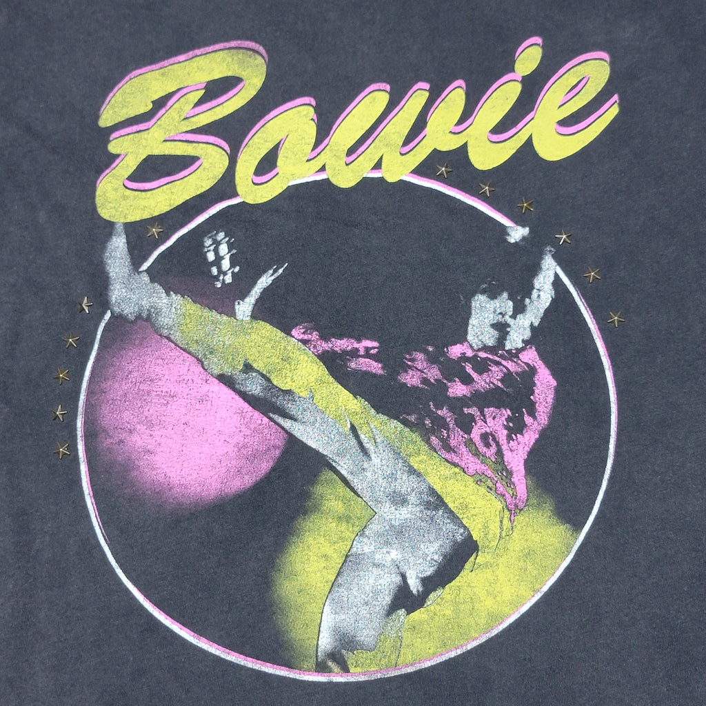 David Bowie Black Tee Diamond Dogs Style w/ Star Studs - Size Small
