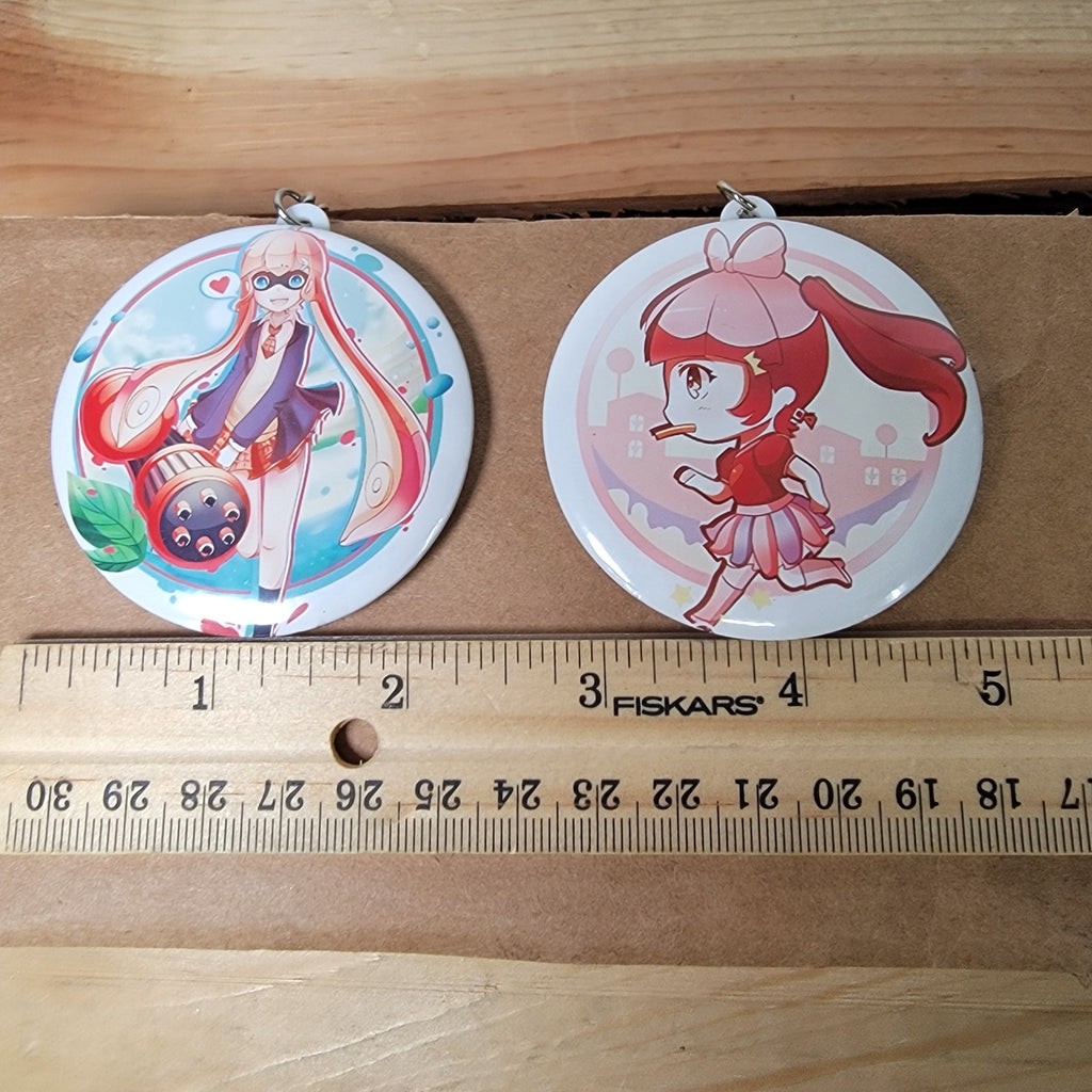 Set of 2 Anime Button Style Keychains: Futaba Sakura & Kasane Teto