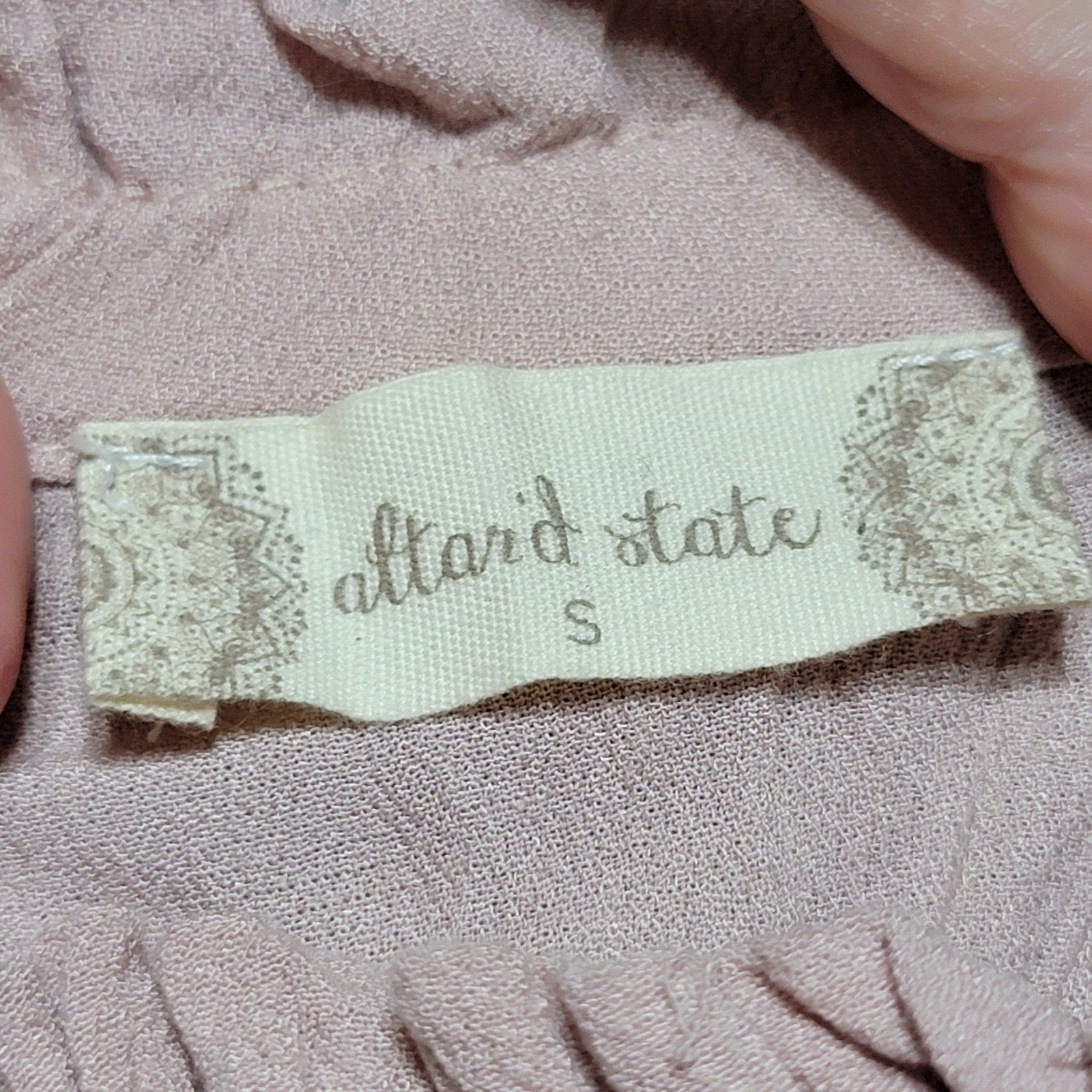 Altar'd State Long Pink Embroidered Blouse w/ Flared Sleeves - Size Small