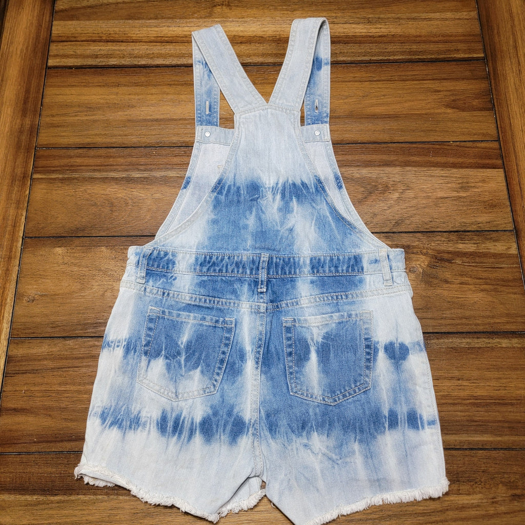 Children's Place Girls Tie-Dye Denim Shortalls - Size 12