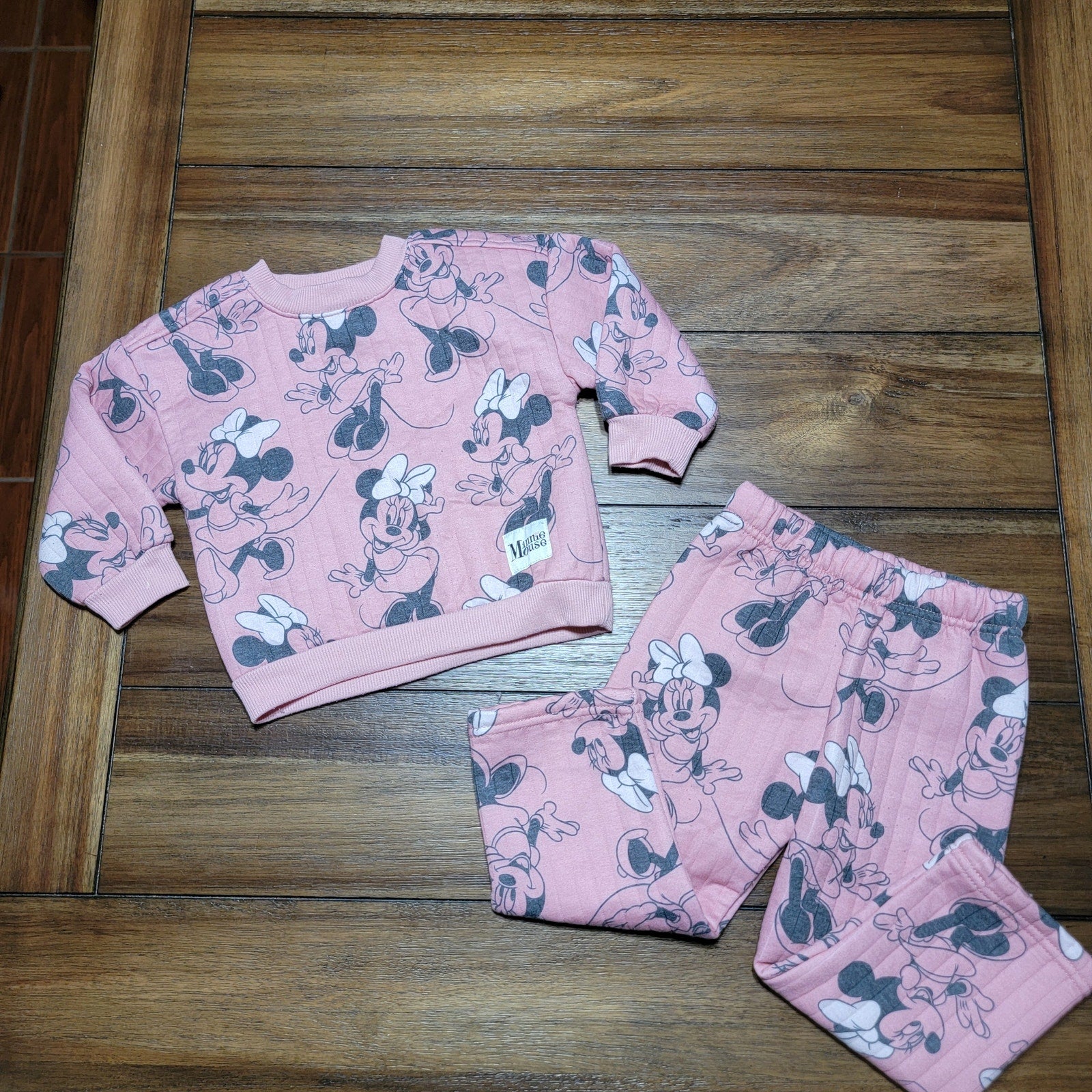 2 Pc Disney Baby Pink Minnie Mouse Jogger Set - Size 24M