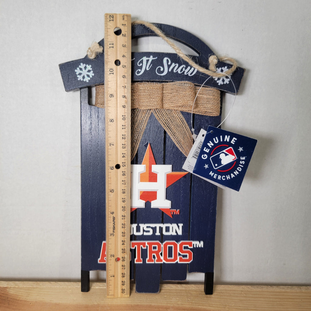FOCO MLB Merch Houston Astros Christmas Sled Sign "Let It Snow" - NWT