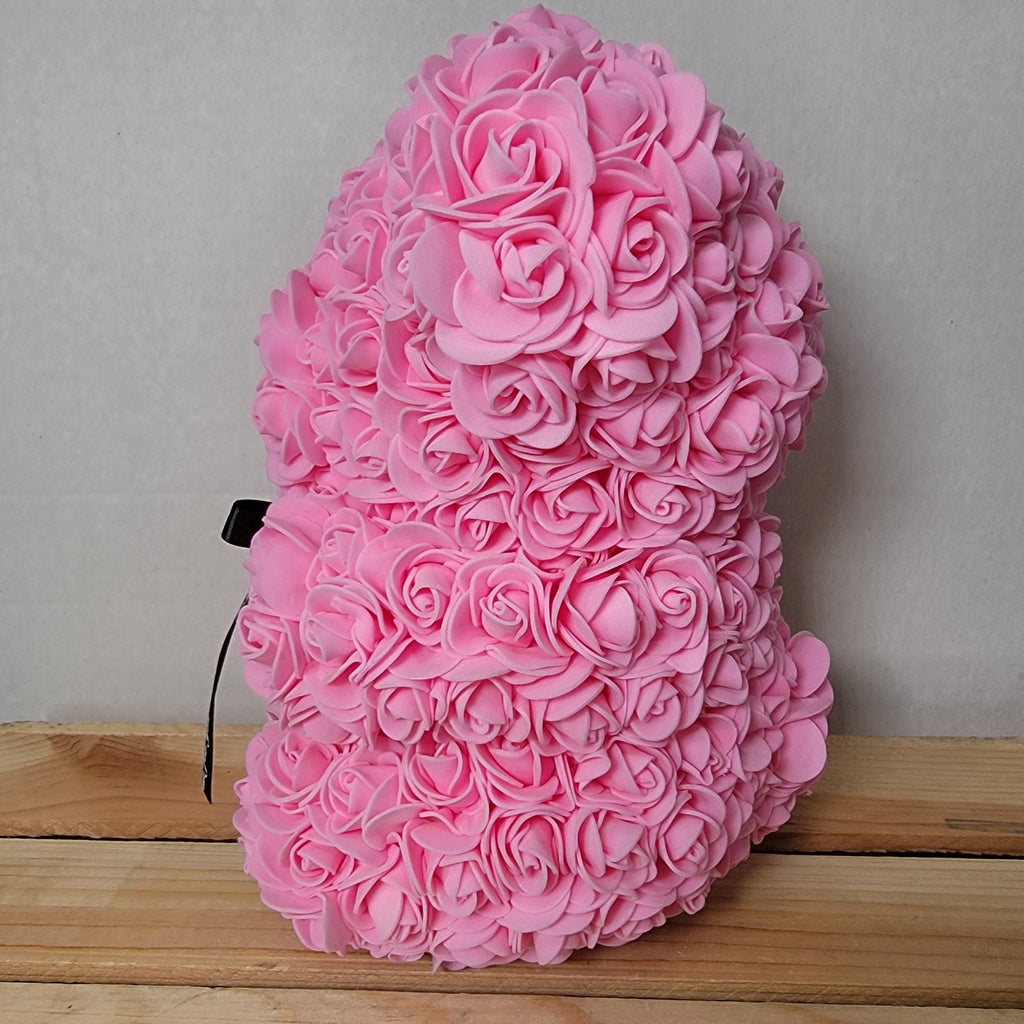Pink Foam Rose Teddy Bear w/ "Just For You" Ribbon