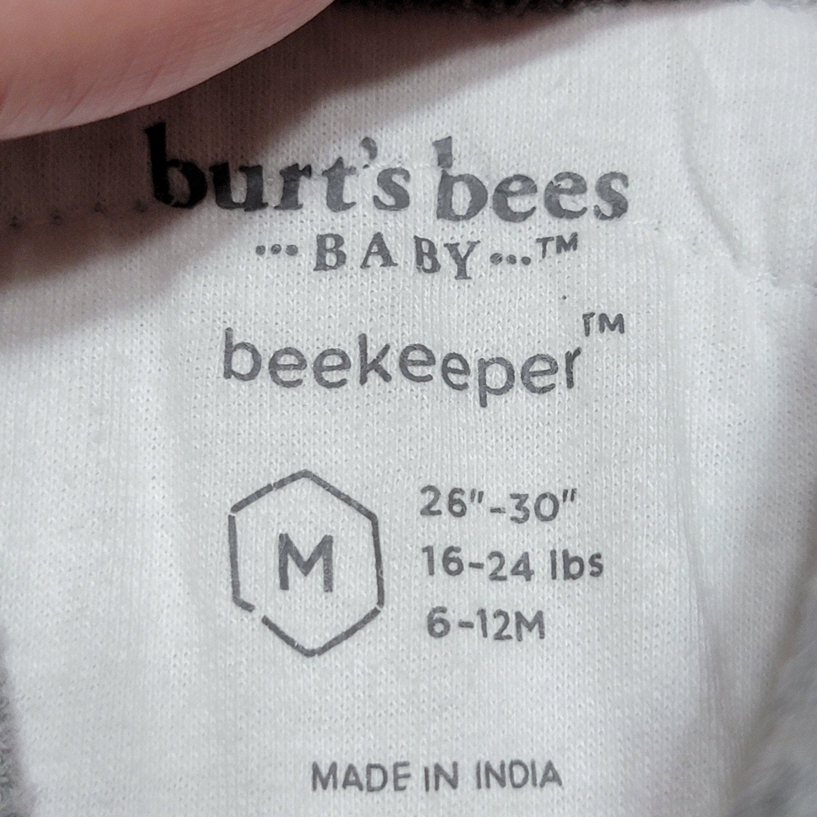 Burt's Bees Beekeeper White & Grey Stripe Full Zip Nap Sack - Size Medium