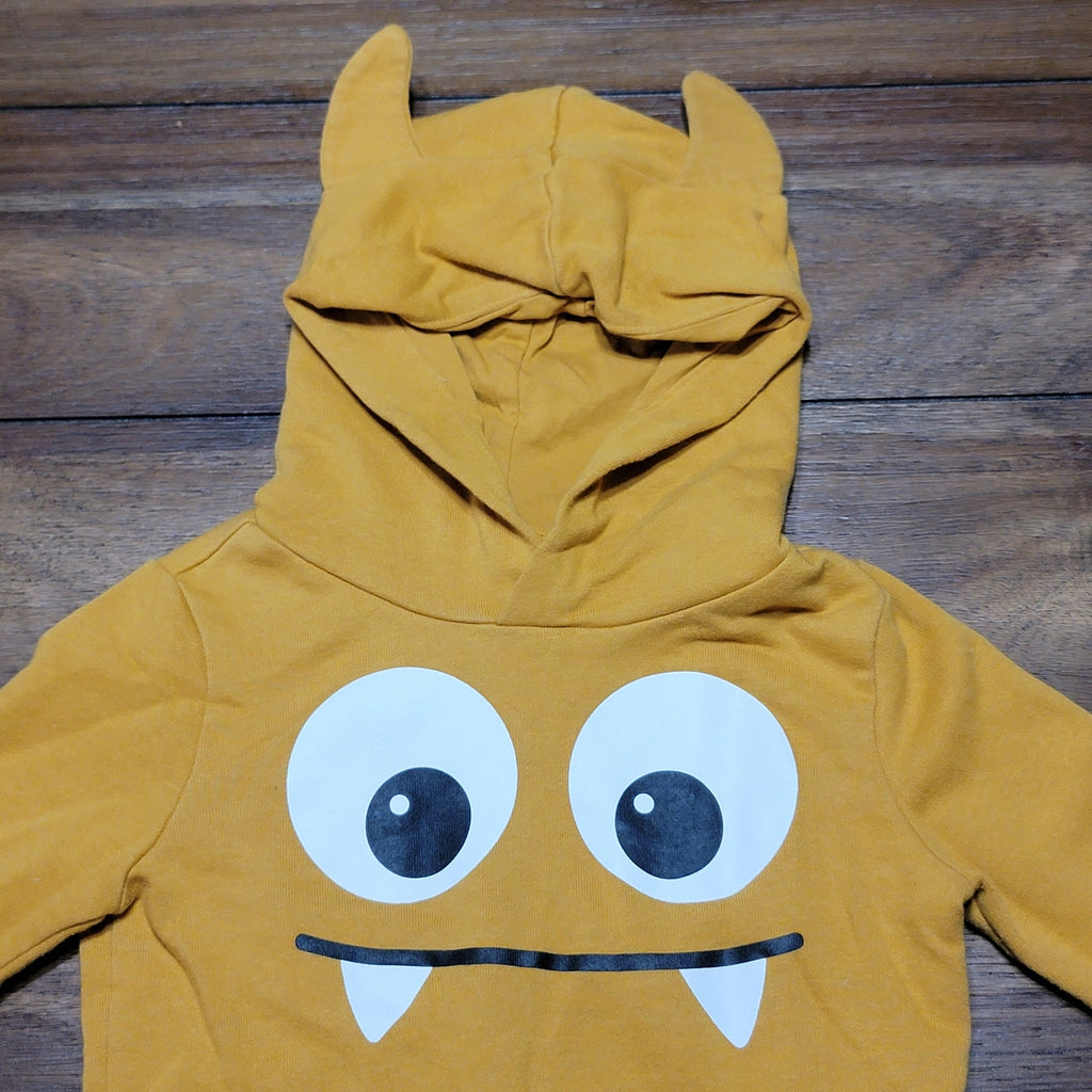 Baby Gap LS Yellow Monster Horned Hoodie - Size 2 Years (24M)