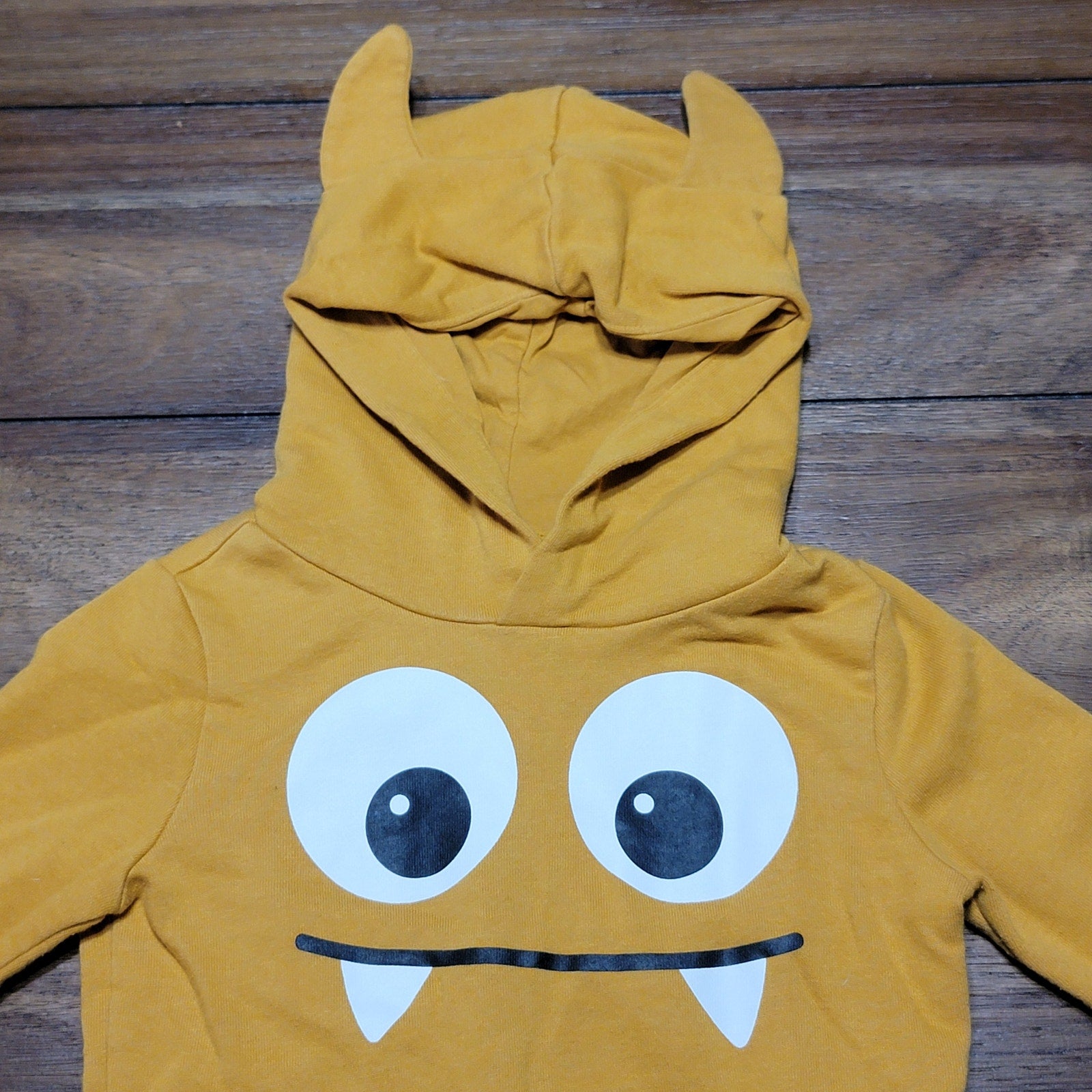 Baby Gap LS Yellow Monster Horned Hoodie - Size 2 Years (24M)