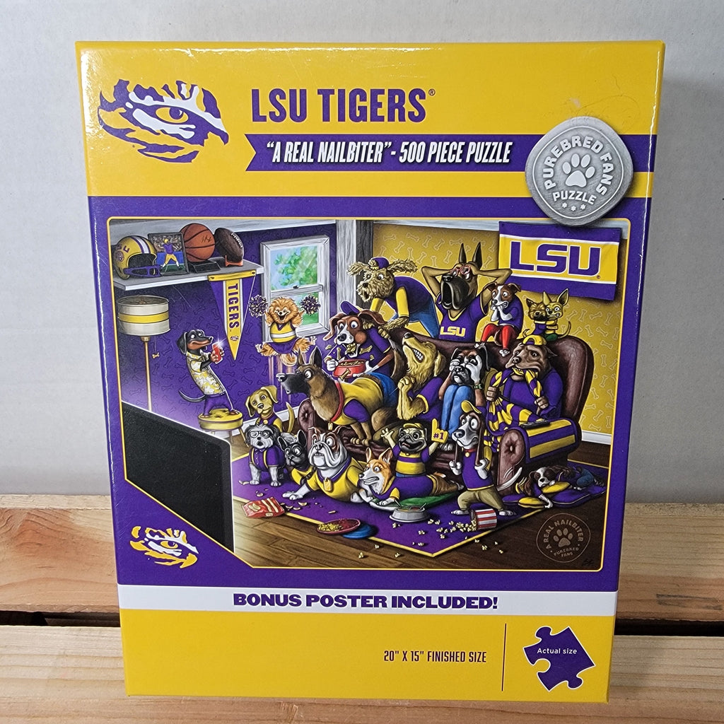 LSU Tigers 500 Pc Puzzle + Bonus Poster "A Real Nailbiter"