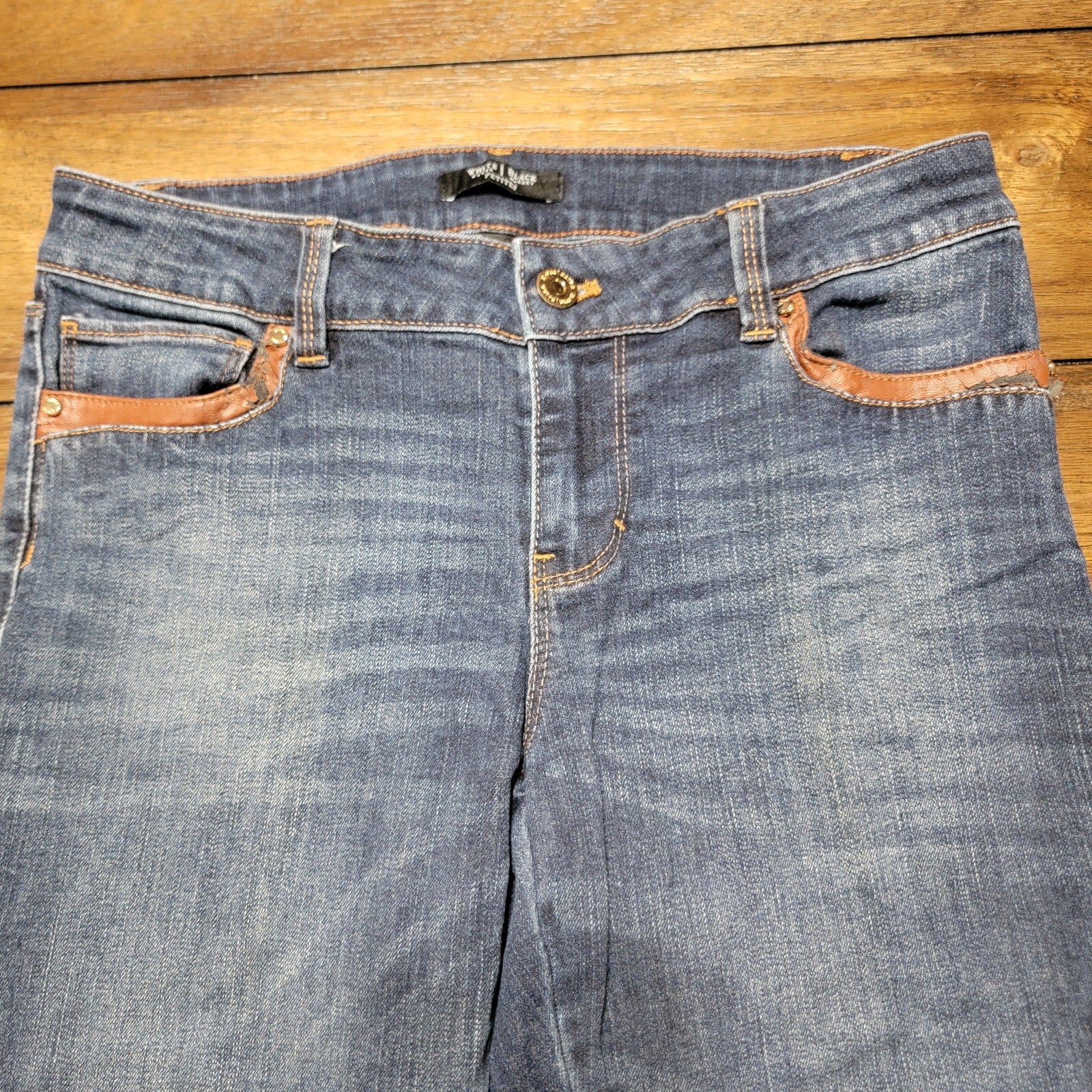 White House Black Market Skimmer Straight Denim Jeans w/ Zip Cuffs - Size 6P