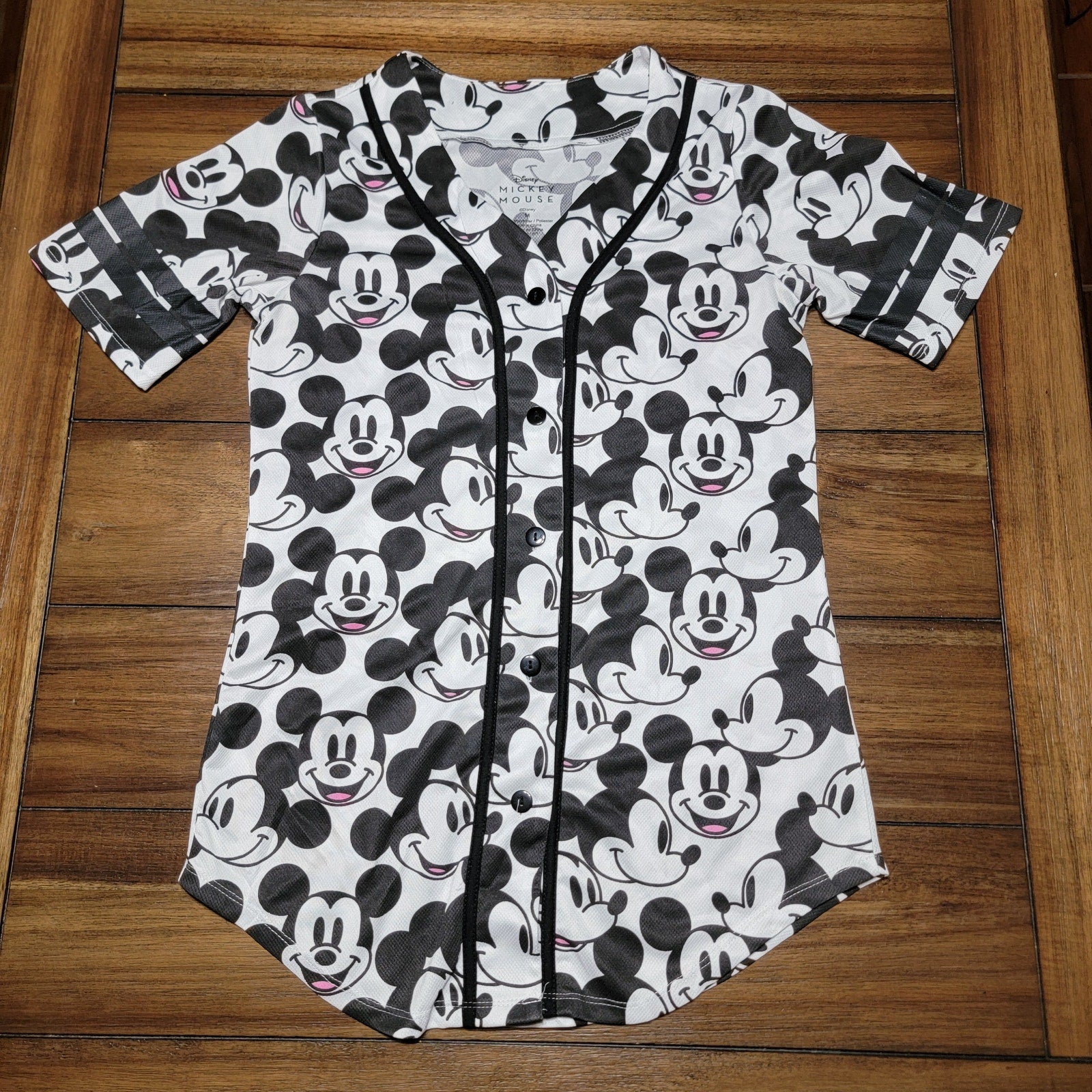 Disney Mickey Mouse B&W Button Up Jersey - Size Medium
