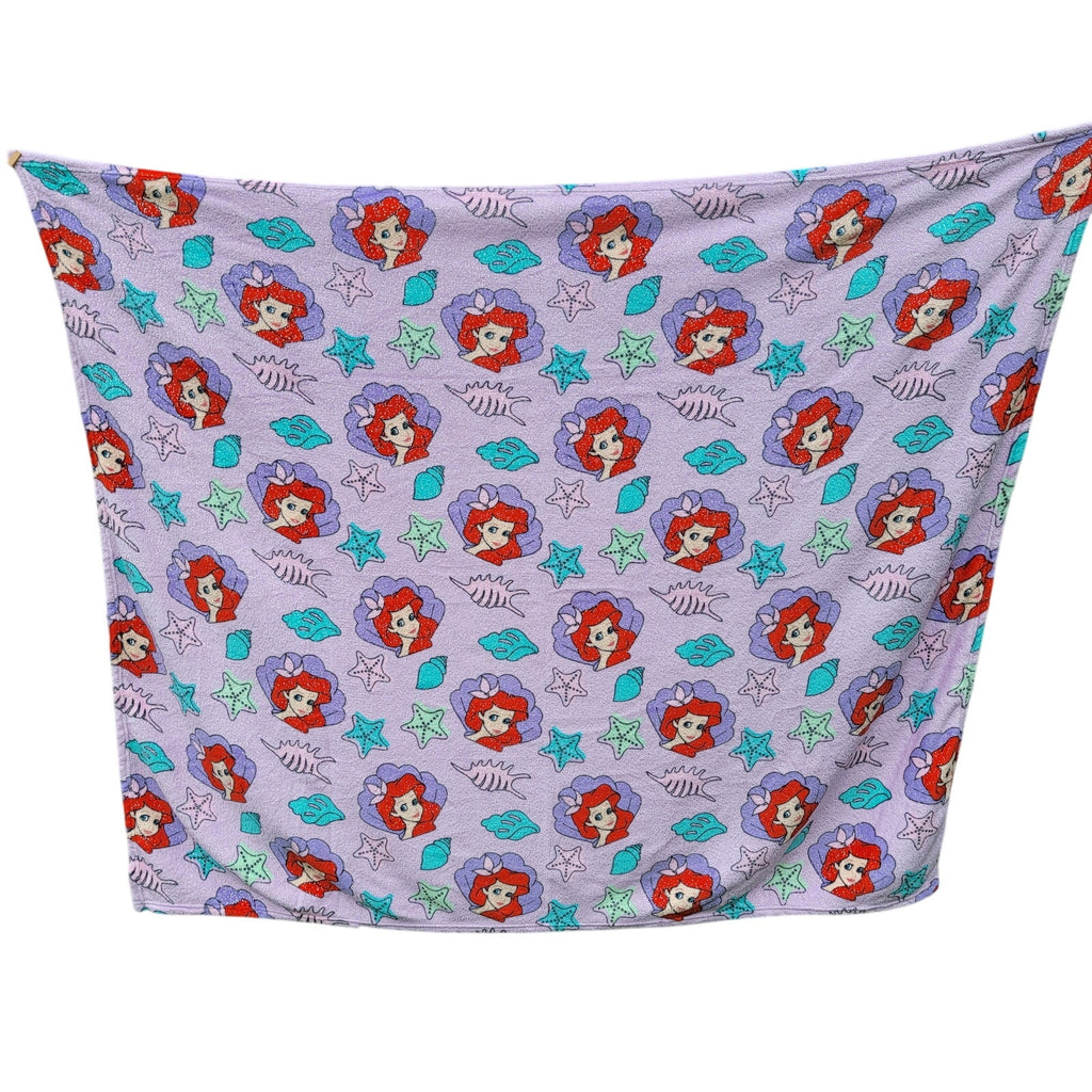 Disney Little Mermaid Glittery Purple Fleece Throw - 50" x 61"