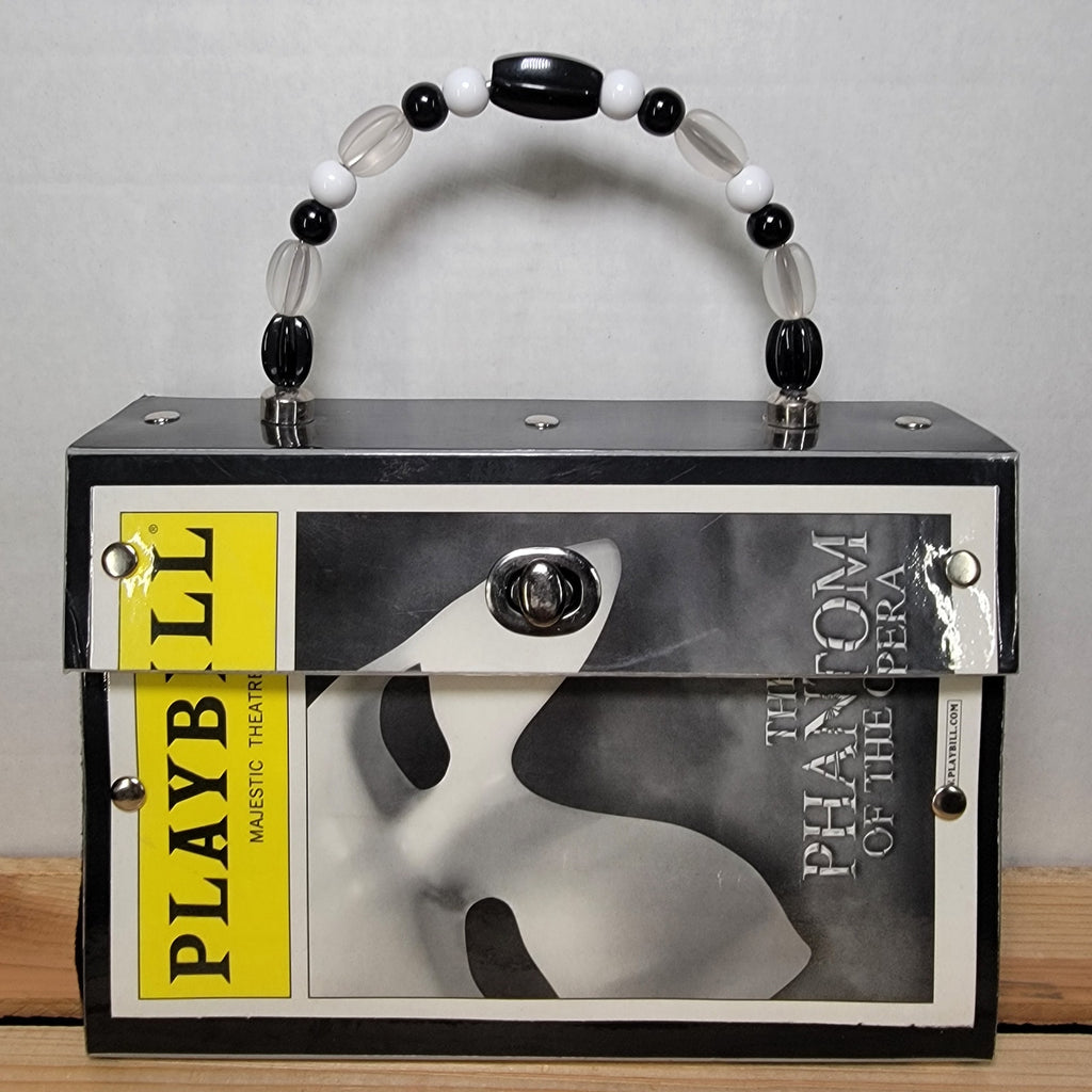 Set of 2 Phantom of the Opera: Upcycled Playbill Cover Purse and Phantom Mask