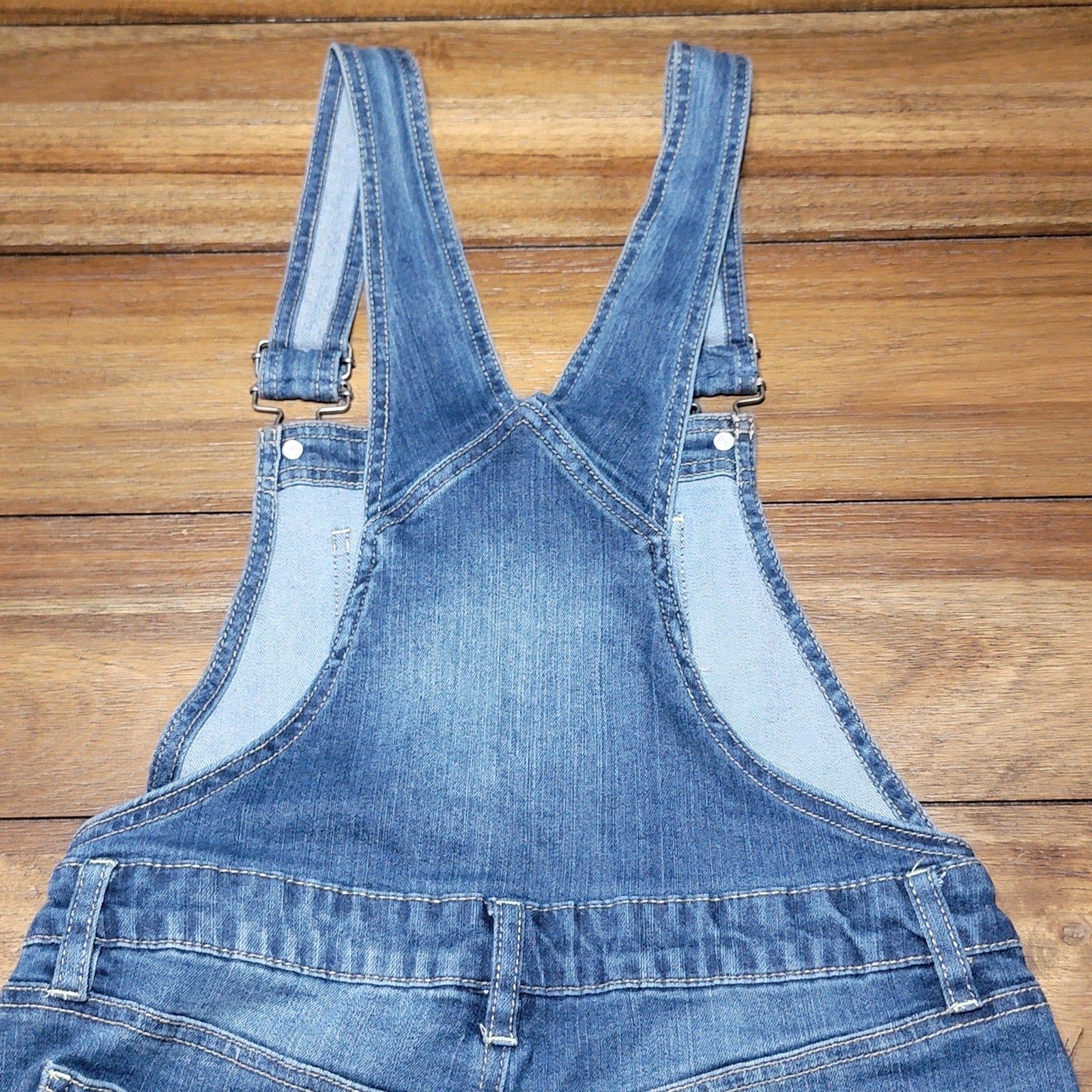 No Boundaries Girls Dark Wash Shortalls - Size Junior Medium (7-9)