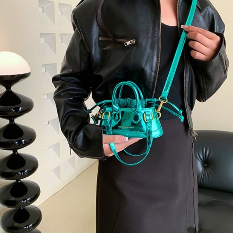 Fashion & Bags Teal Mini Purse w/ Shoulder Strap, 2 Sets of Handles
