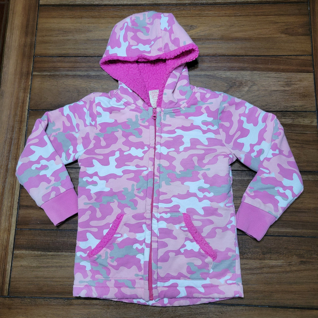 Faded Glory Pink Camo Hooded Sherpa Lined Jacket - Size Small (6/6x)