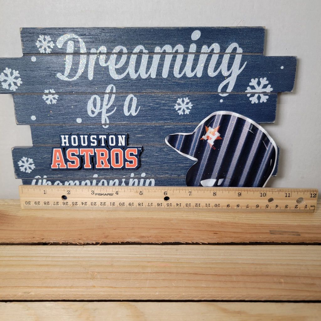 FOCO MLB Merch Houston Astros Christmas Sign "Dreaming of a.." - NWT