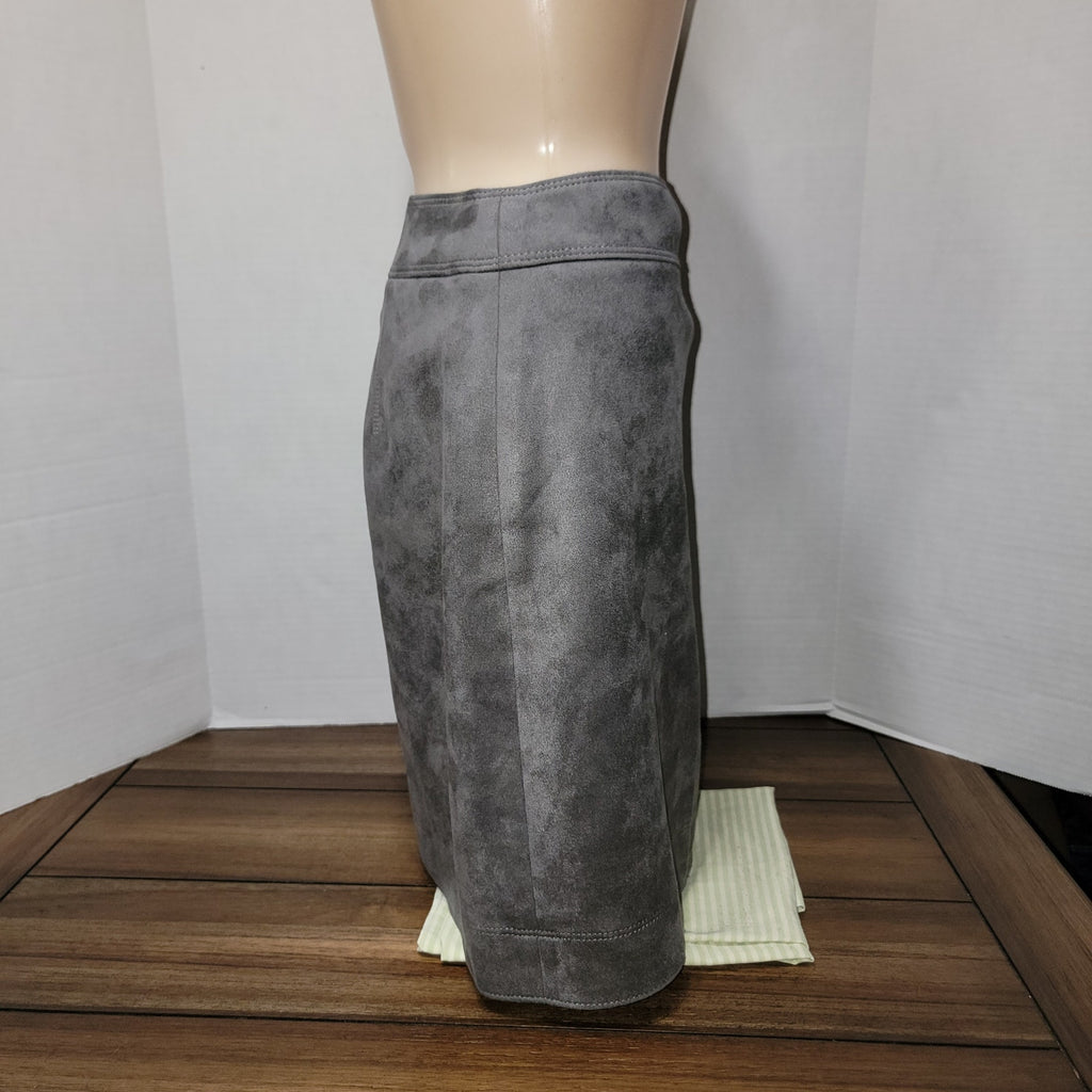 White House Black Market Grey Faux Suede Knee Skirt - Size 0 NWOT