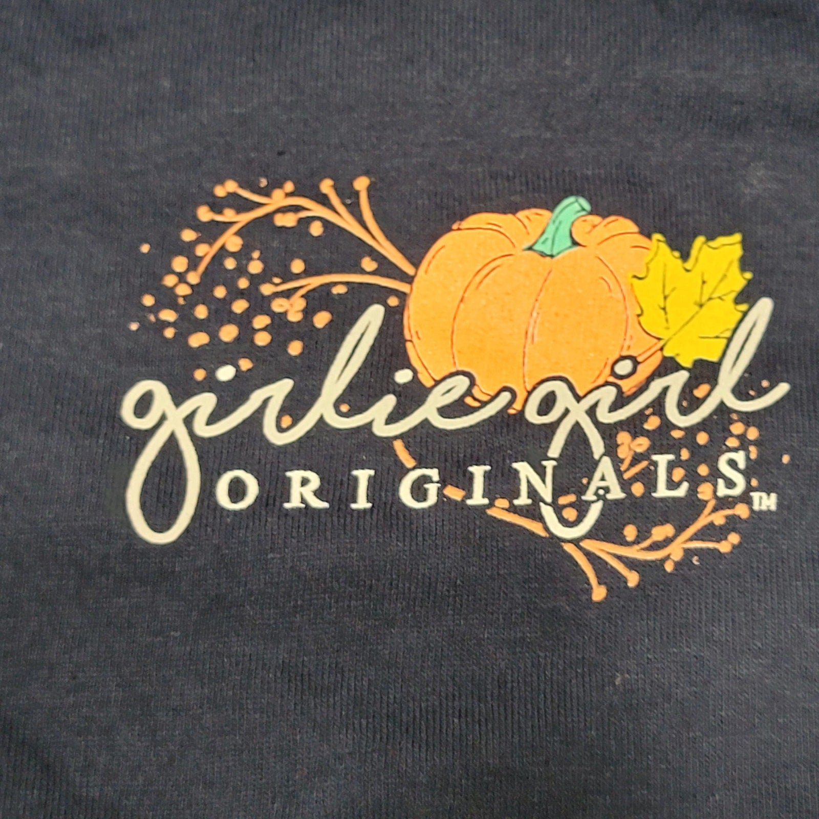 Girlie Girl Originals LS Navy Fall Tee "Autumn Leaves" - Size Large