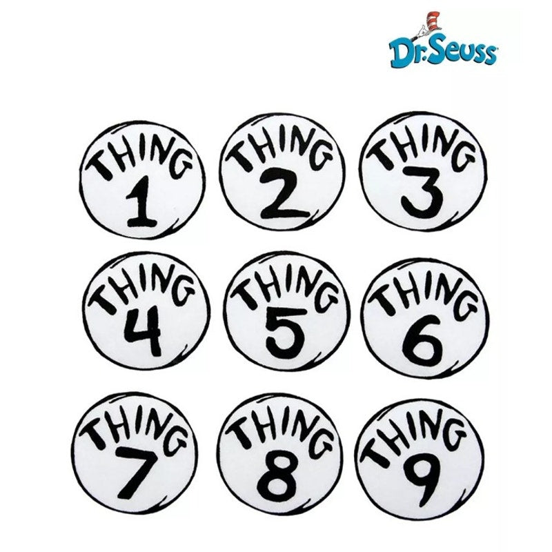 Dr. Seuss Thing 1-9 Iron On Patches 4.5" - New / SEALED