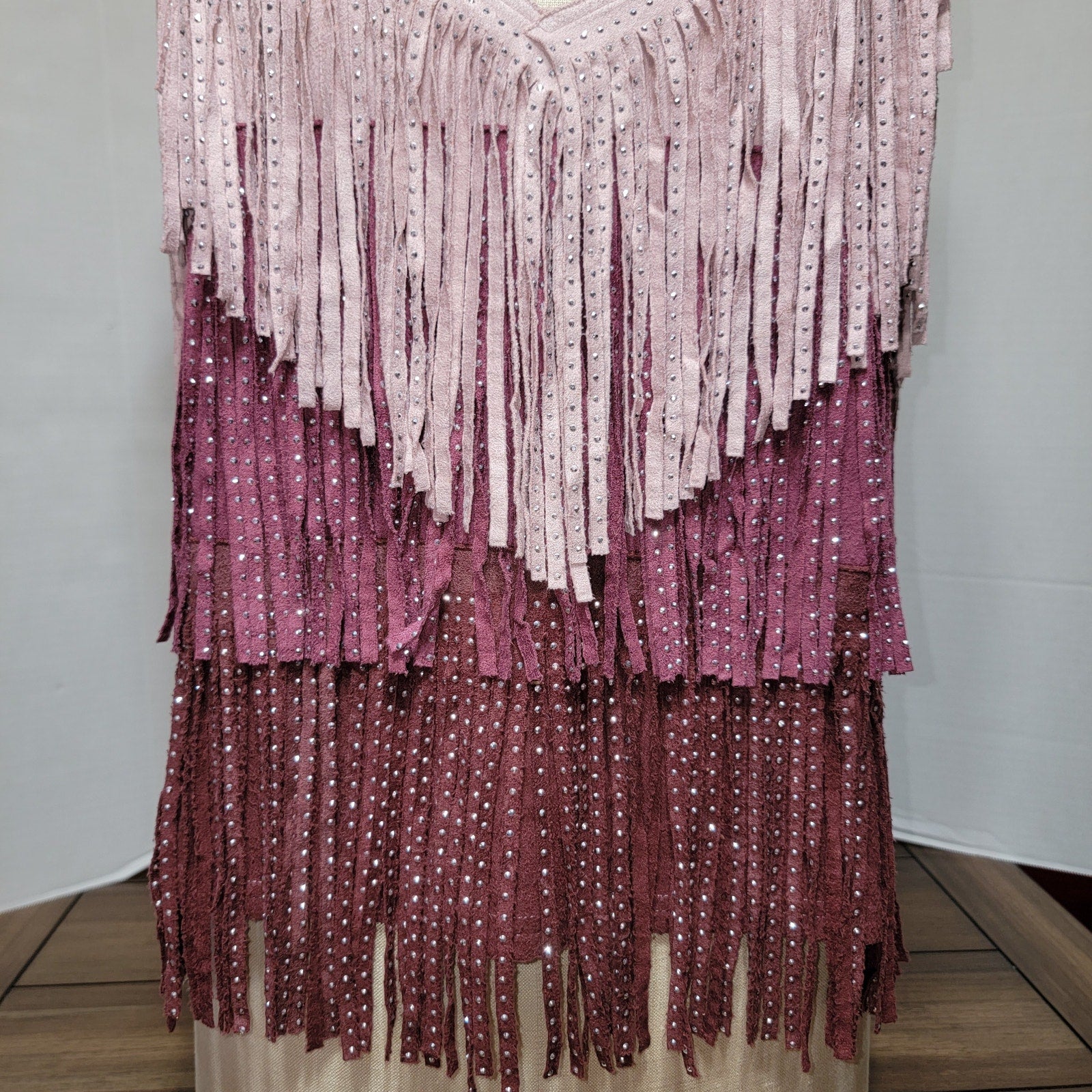 Main Strip Purple Faux Suede Fringe Tank w/ Bling - Size Large