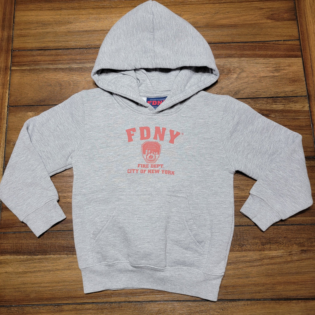 Officially Licensed FDNY Kids LS Grey Pullover Hoodie FDNY - Size Small (6/8)