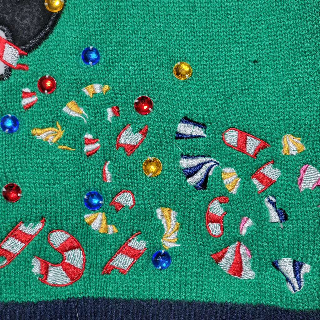 Jolly Sweaters Glitzy Unicorn Ugly Sweater w/ Sequin & Jewels - Size Medium