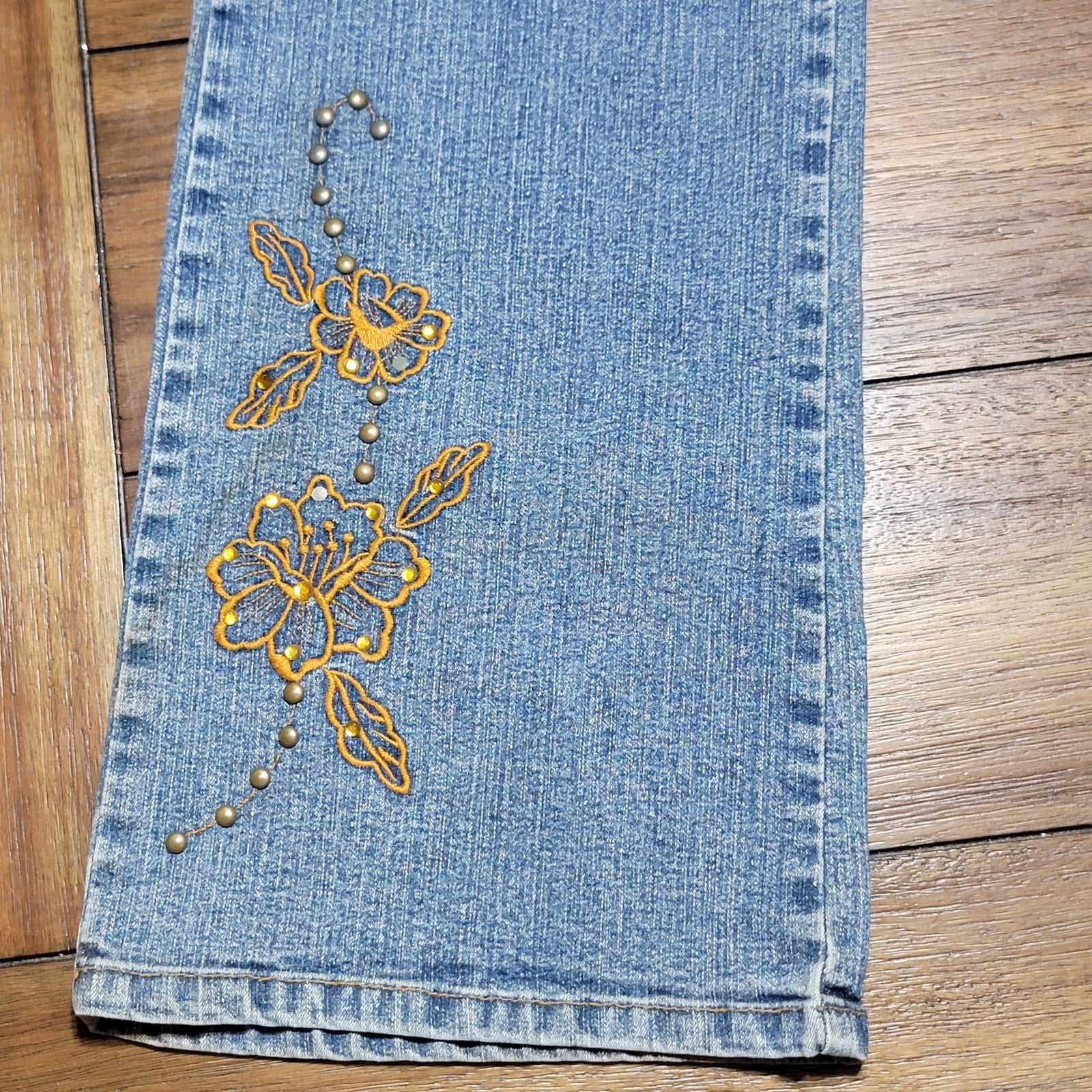 Andre Bini Boot Cut Denim Jeans w/ Studs & Embroidery - Size 6