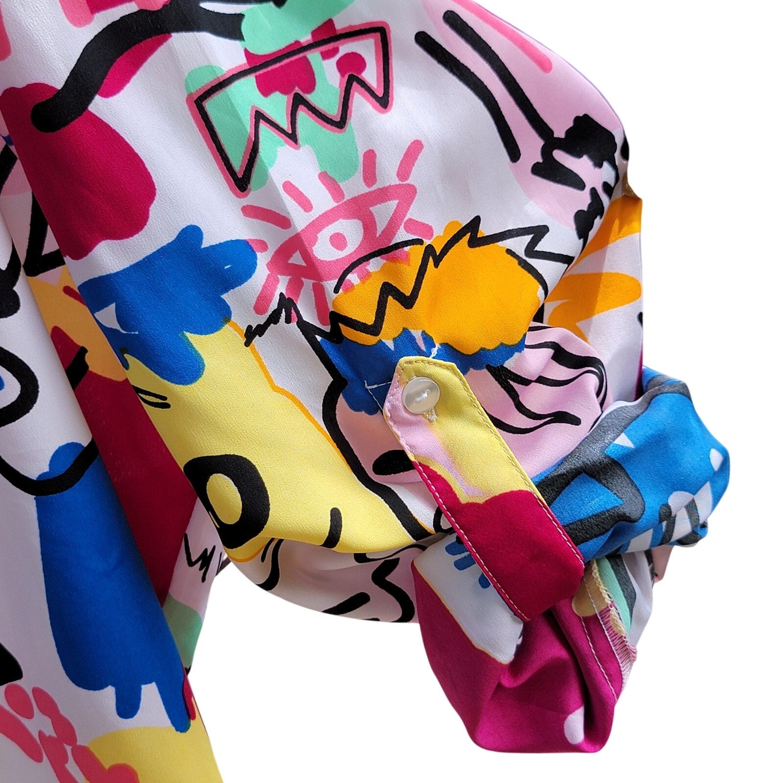 Thread Story Retro 80's Print Full Button Up Blouse - Size 3X