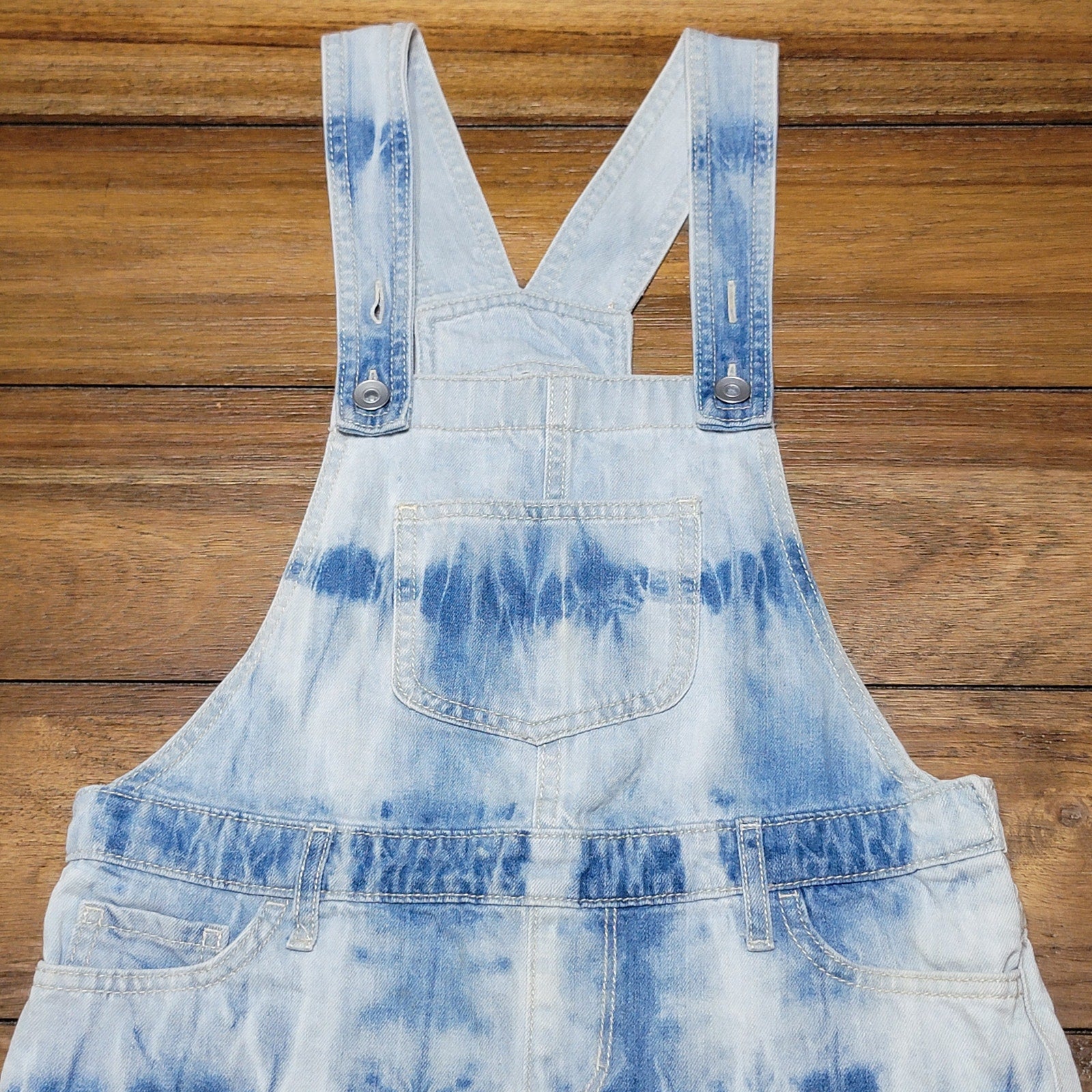 Children's Place Girls Tie-Dye Denim Shortalls - Size 12