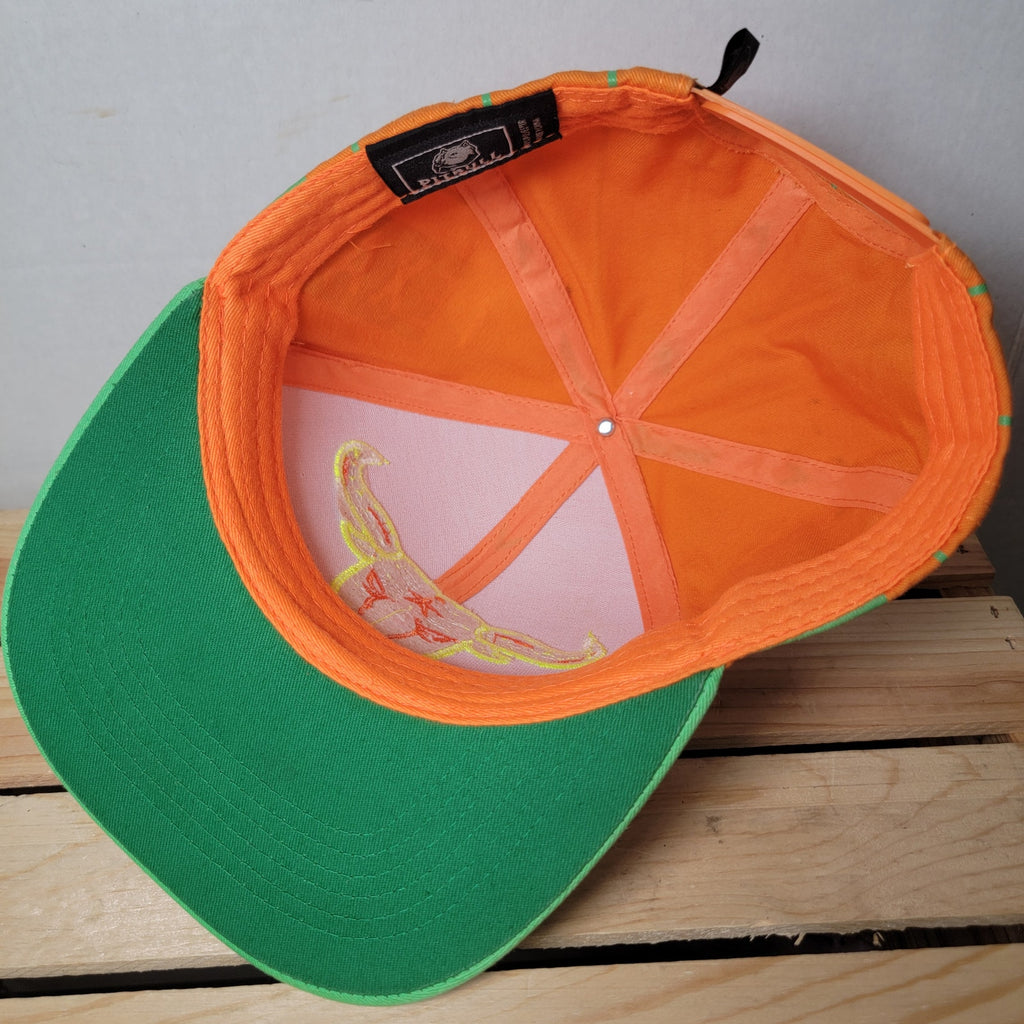 Pitbull Neon Orange & Green "Texas" Snapback Ballcap w/ Yellow Bull