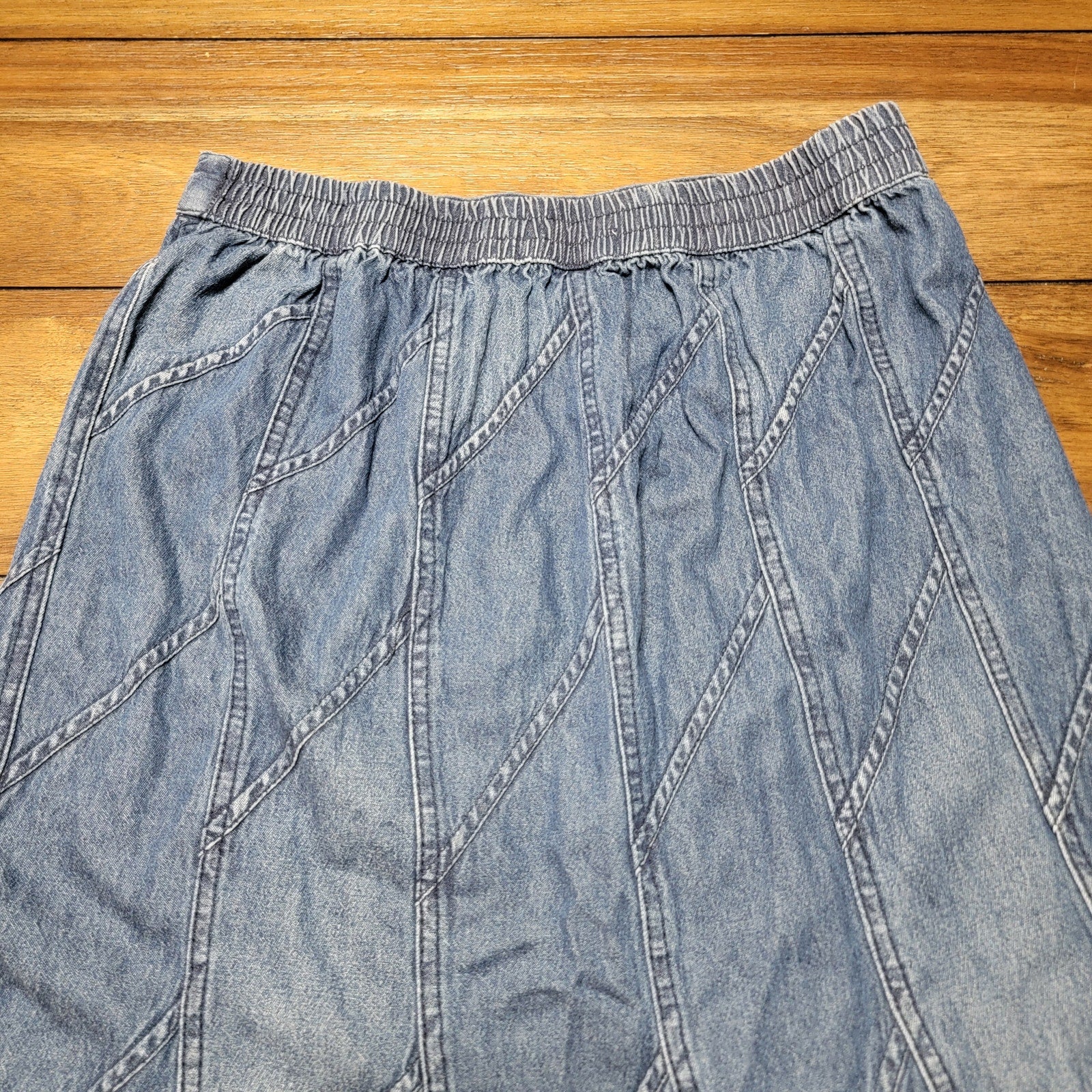Studio West Thin Denim Maxi Flared Skirt - Size Small