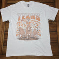 UT Texas White Unisex Tee (Gildan) Skeleton Bulls Flames - Size Large