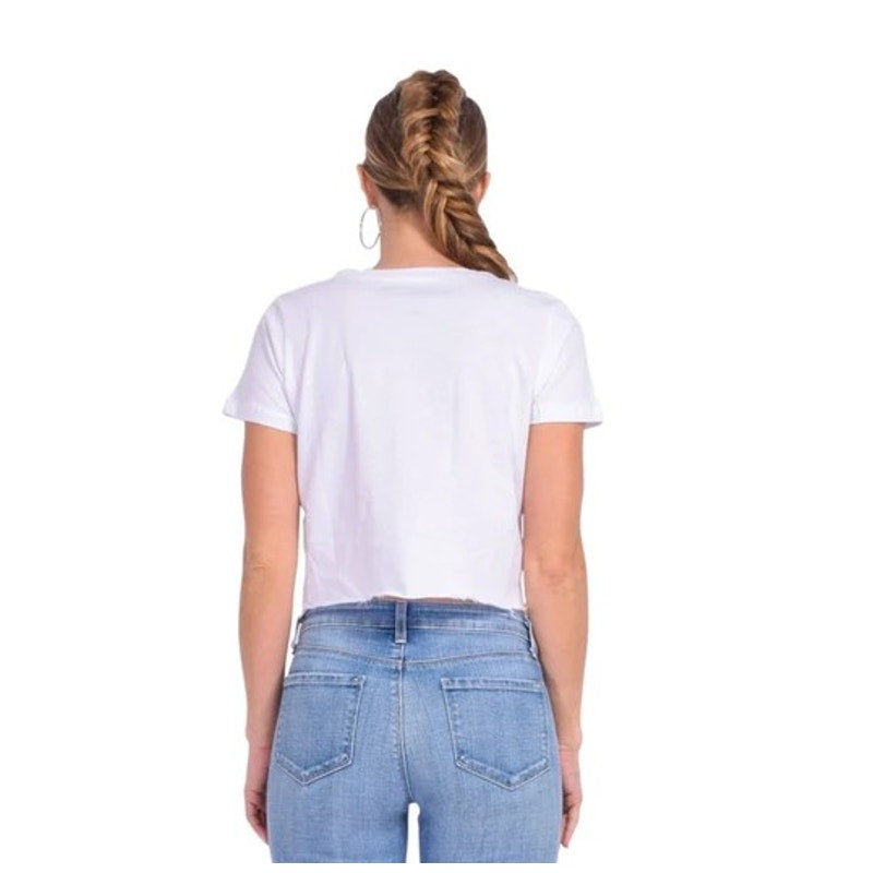 Taylor (Swift) For President 2024 White Crop Distressed Tee - Size Junior Large