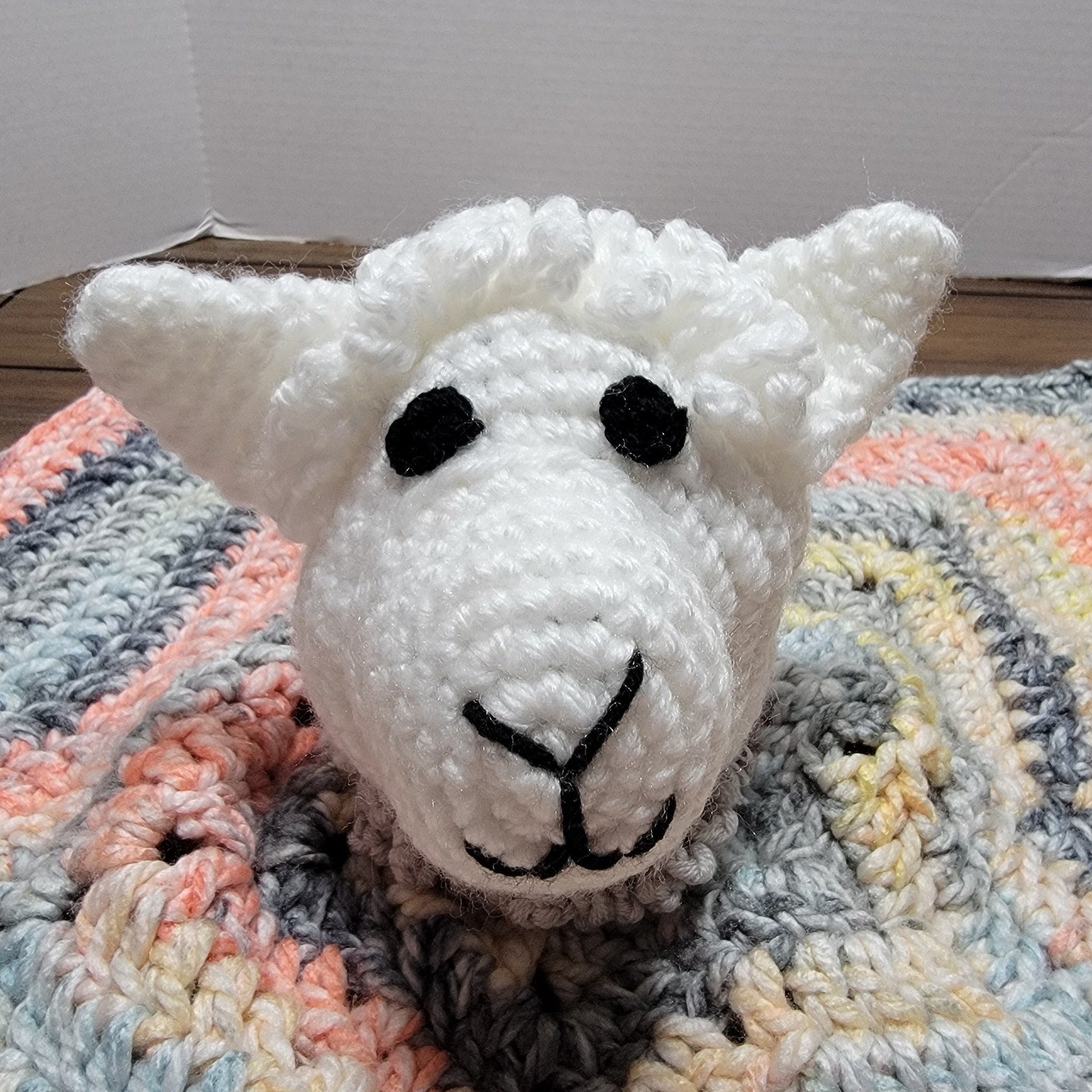 Handmade Crochet Sheep Infant Security Blanket / Lovey