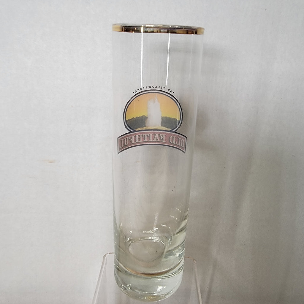 Yellowstone Old Faithful Tall Glass w/ Gold Rim