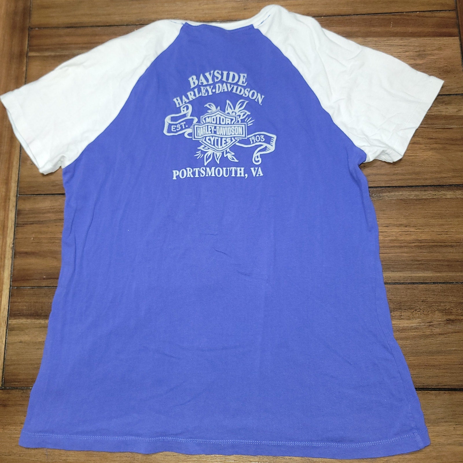 Harley-Davidson Baseball Style Tee "Bayside HD Portsmouth, VA" -Size Large