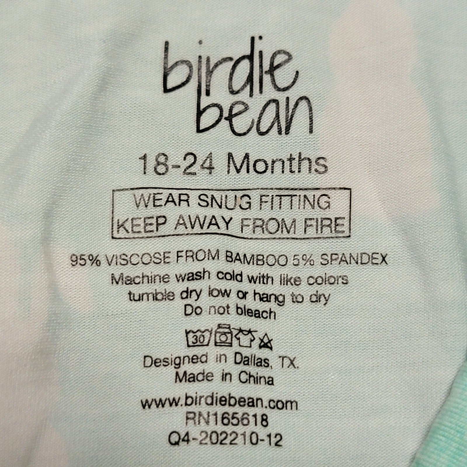 Birdie Bean Infant LS Green Rabbit Jumper w/ Optional Footies - Size 18-24M