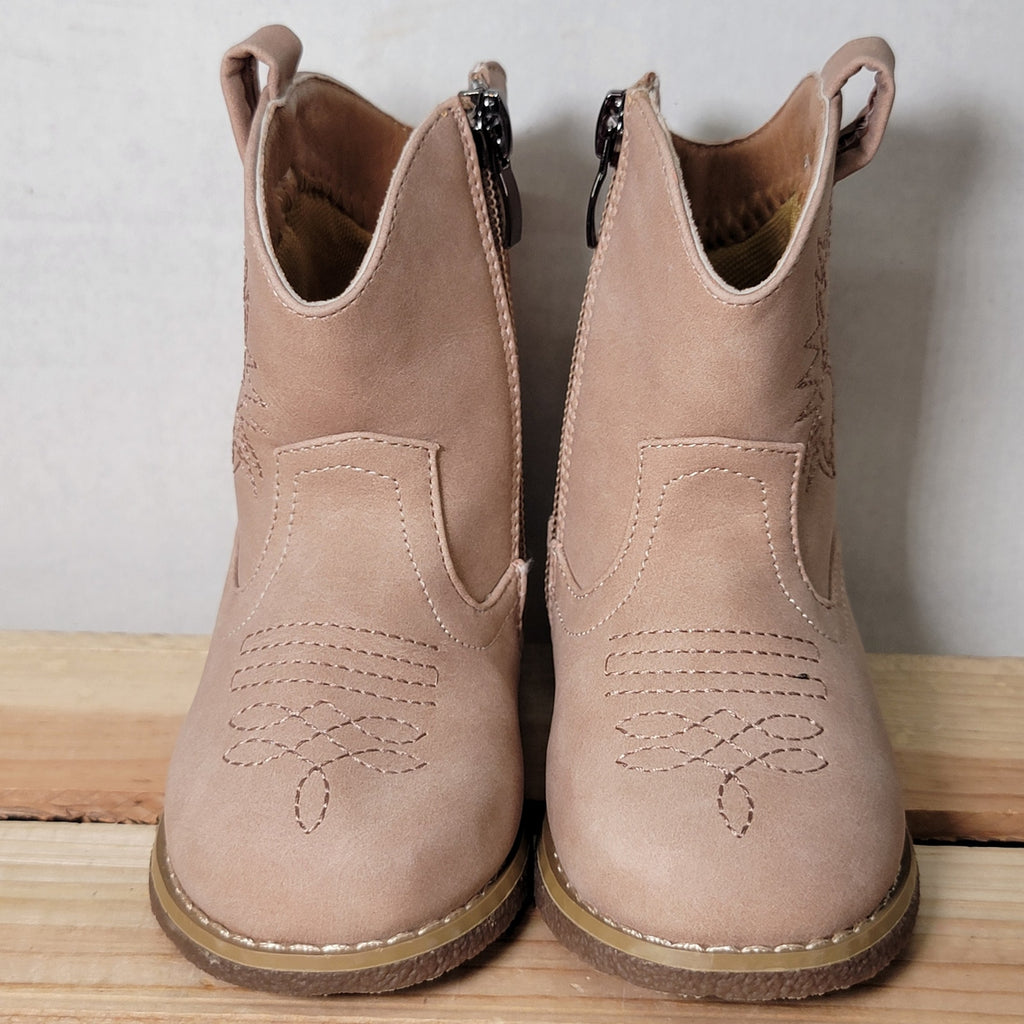 Unbranded Faux Suede Toddler Tan Western Boots w/ Side Zip - Size 7 (toddler)