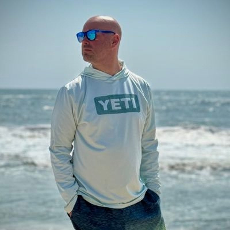 Yeti LS White Hooded Unisex Sunshirt - Size Large