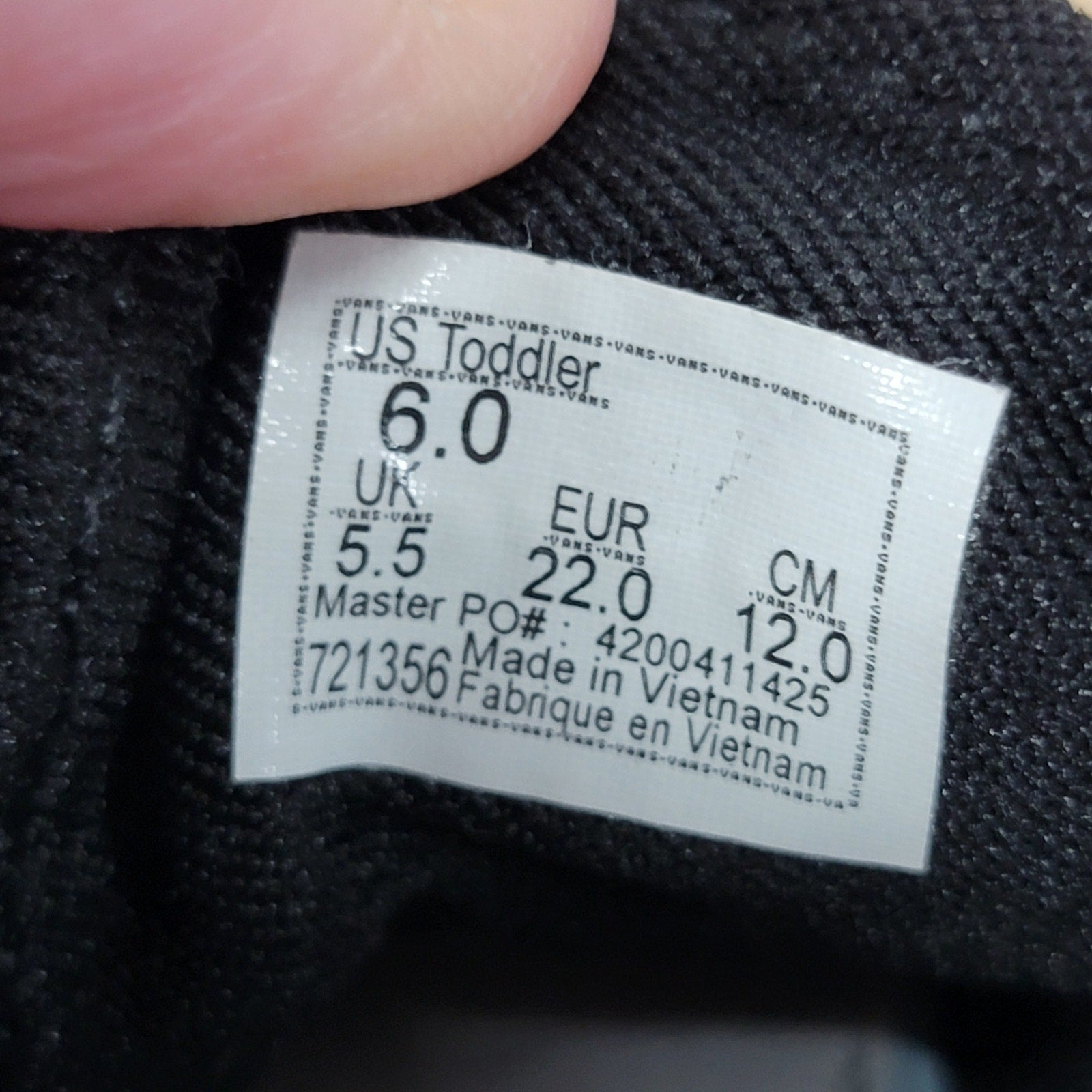 VANS Ward V Toddler Fall Floral Black Shoes - Size Toddler 6