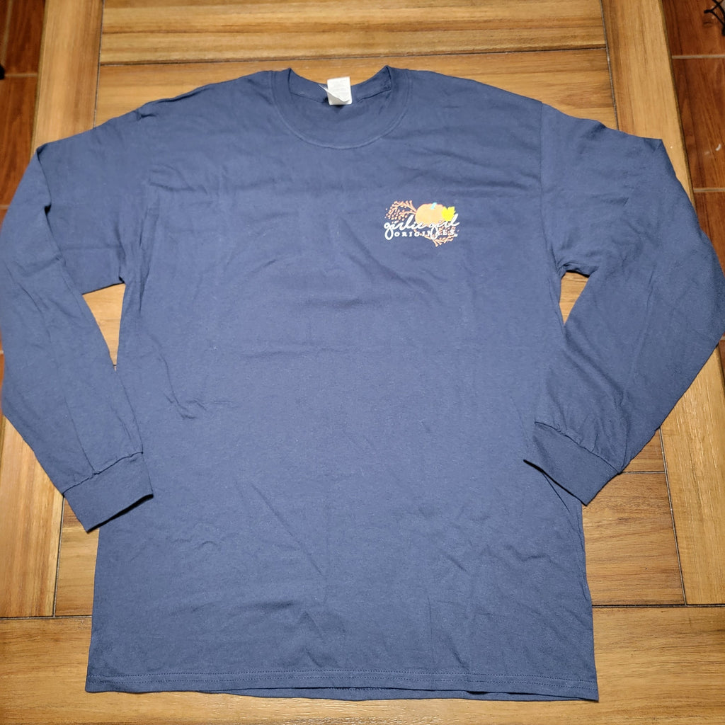 Girlie Girl Originals LS Navy Fall Tee "Autumn Leaves" - Size Large