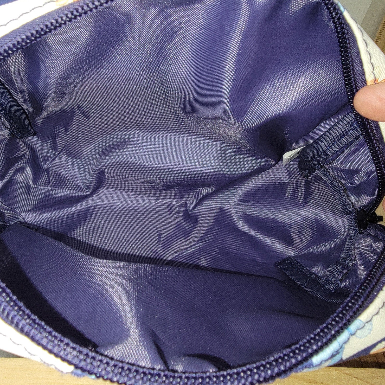 Bluey Blue & White Stripe Cosmetic Bag w/ All Over Characters & Zipper Closure